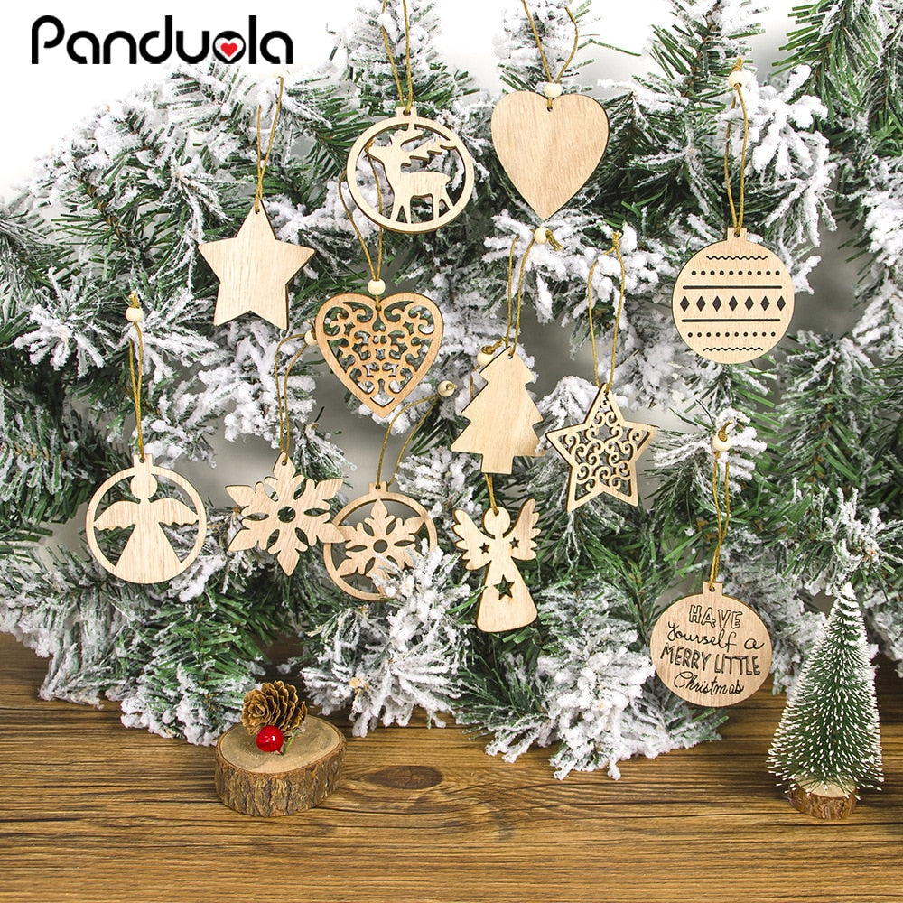 12-teiliges Set: Kreative Holz-Anhänger für den Weihnachtsbaum