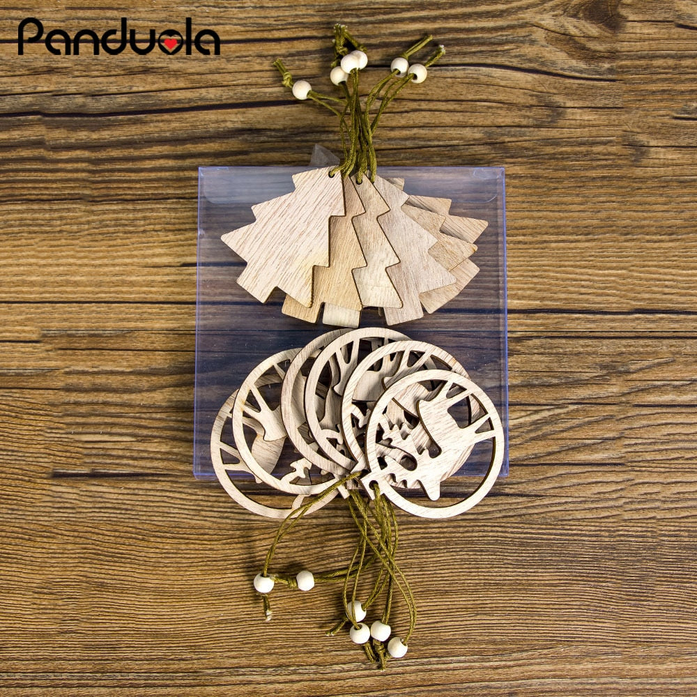 12-teiliges Set: Kreative Holz-Anhänger für den Weihnachtsbaum