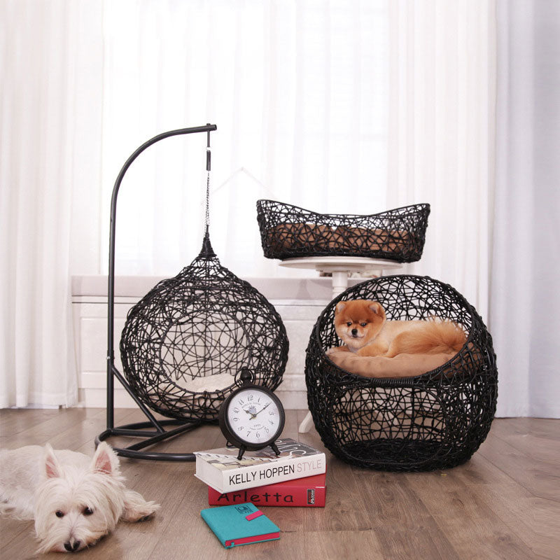 Katzenbett & Schaukel in Rattan-Optik