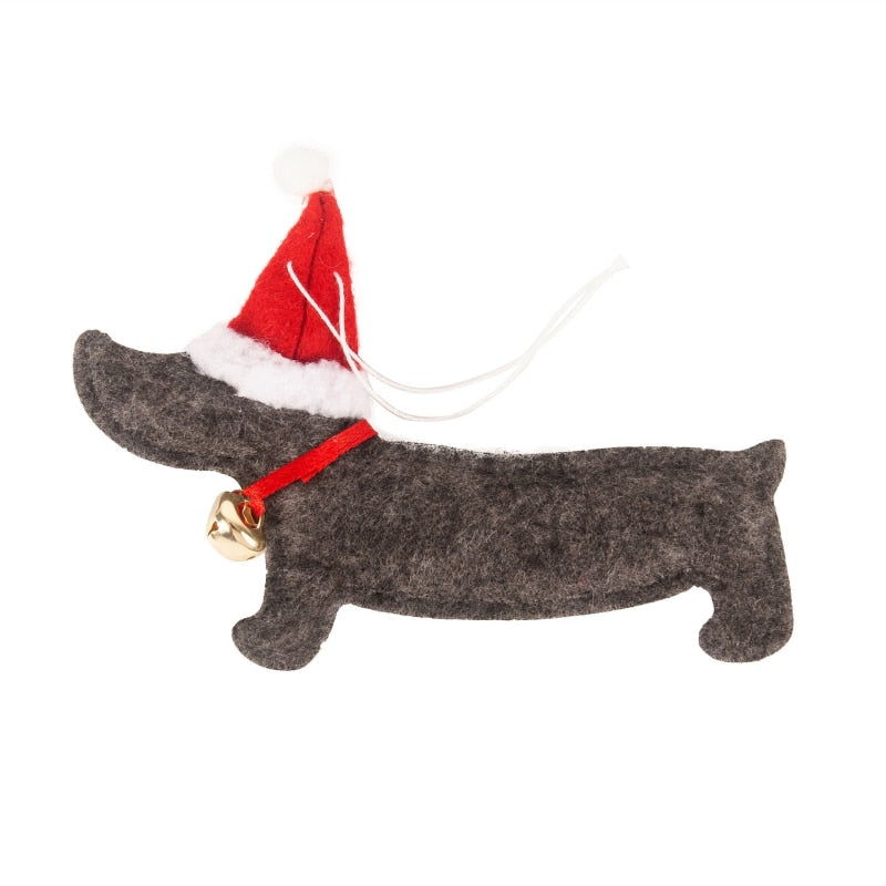 4er Set - Weihnachtsdekoration: Niedlicher Dackel-Anhänger für den Weihnachtsbaum