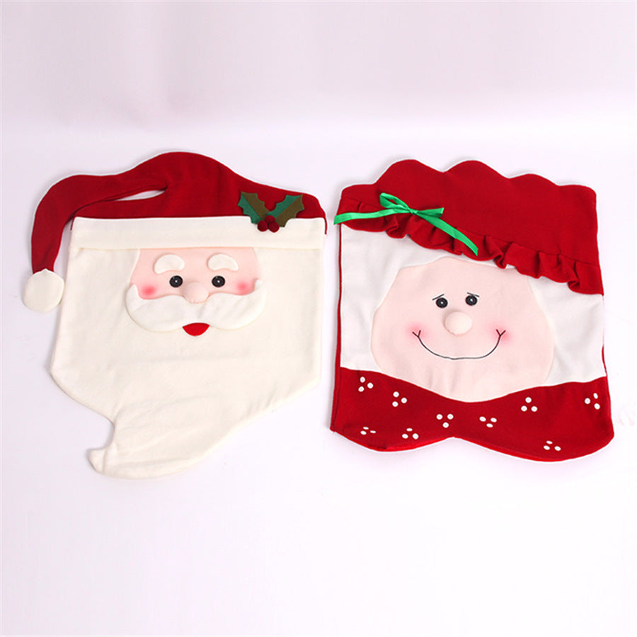 Samt-Stuhlabdeckung für Weihnachten – Santa Claus & Snowman