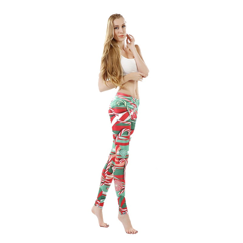 Weihnachts-Leggings für Damen mit Lollipop-Print