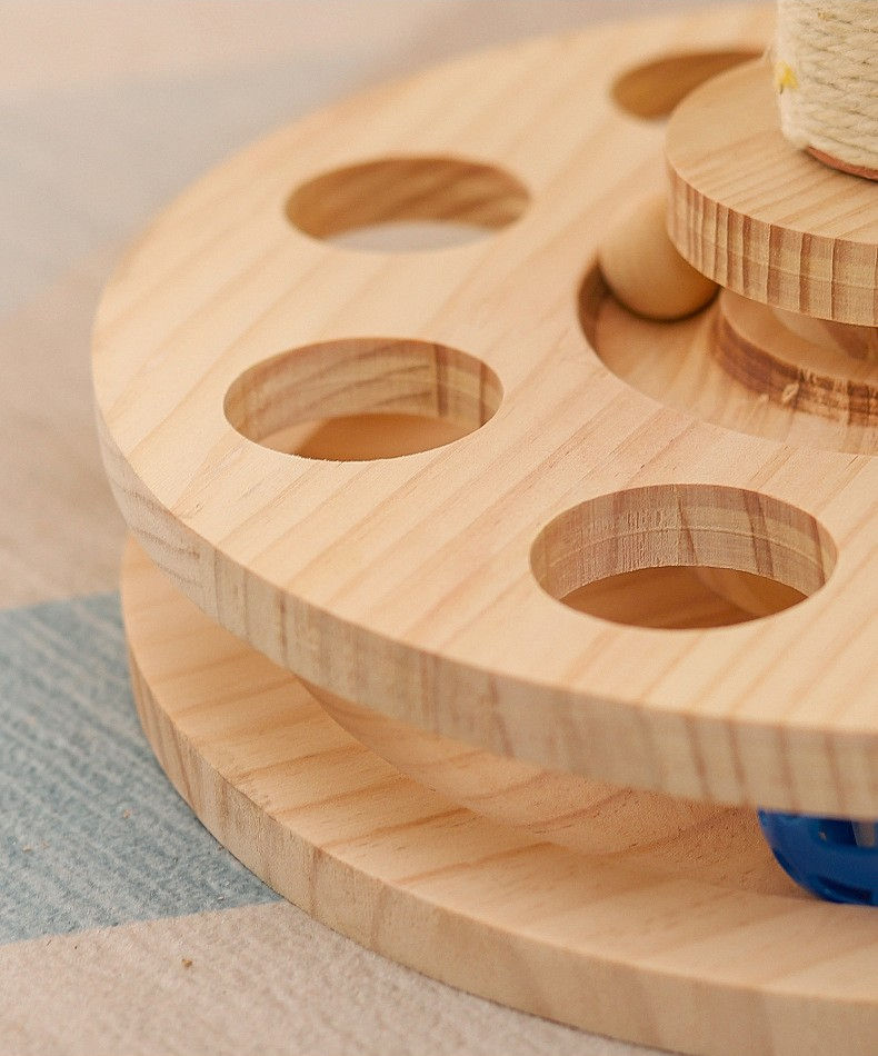 Massivholz Drehspielzeug & Kratzbrett für Katzen