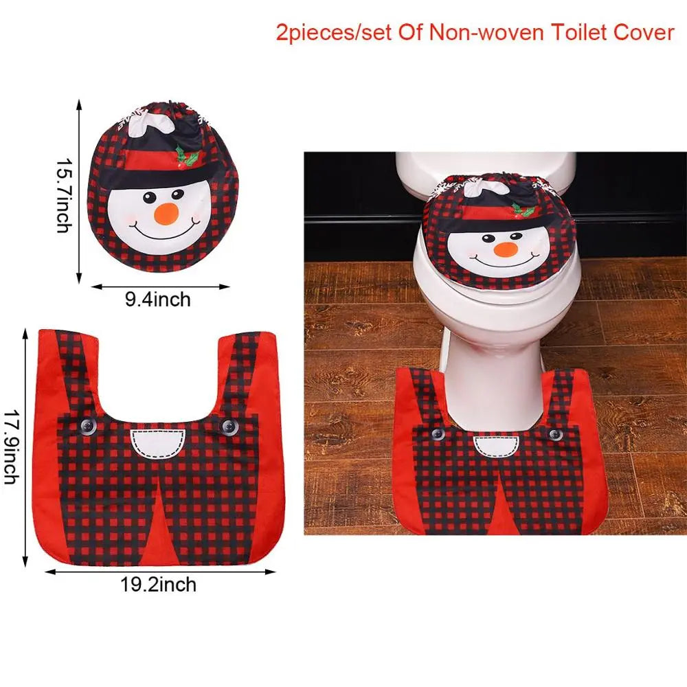 Weihnachtlicher Toiletten-Deckelbezug: Santa & Rentier