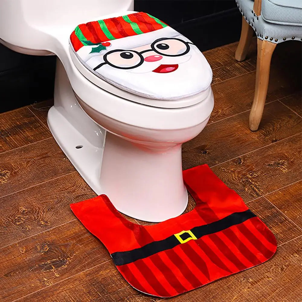 Weihnachtlicher Toiletten-Deckelbezug: Santa & Rentier