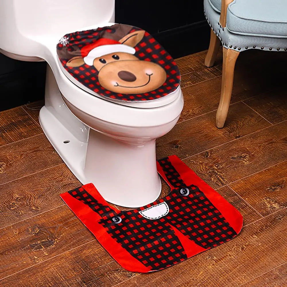 Weihnachtlicher Toiletten-Deckelbezug: Santa & Rentier