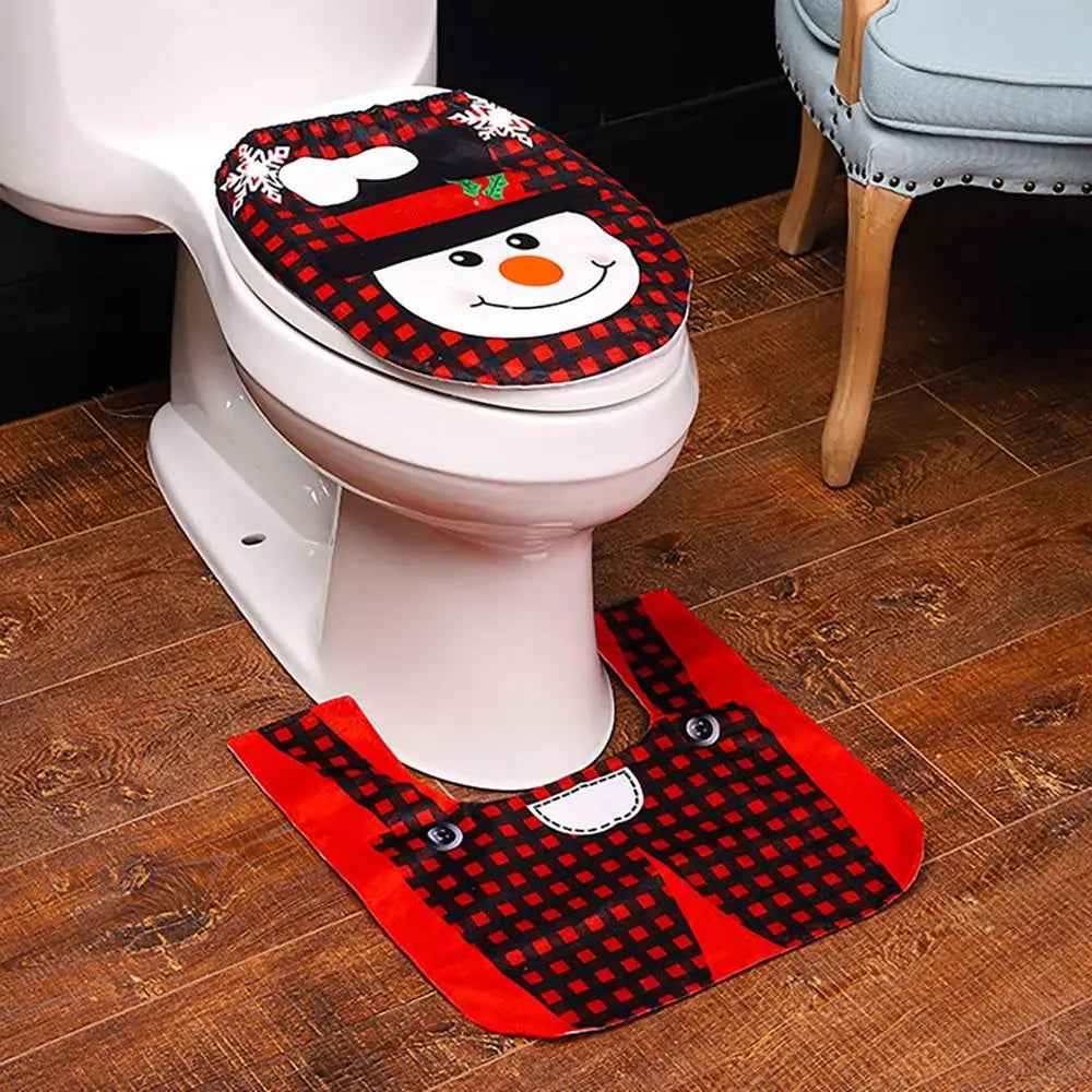 Weihnachtlicher Toiletten-Deckelbezug: Santa & Rentier