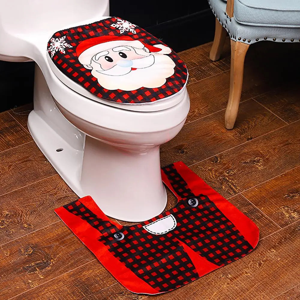 Weihnachtlicher Toiletten-Deckelbezug: Santa & Rentier