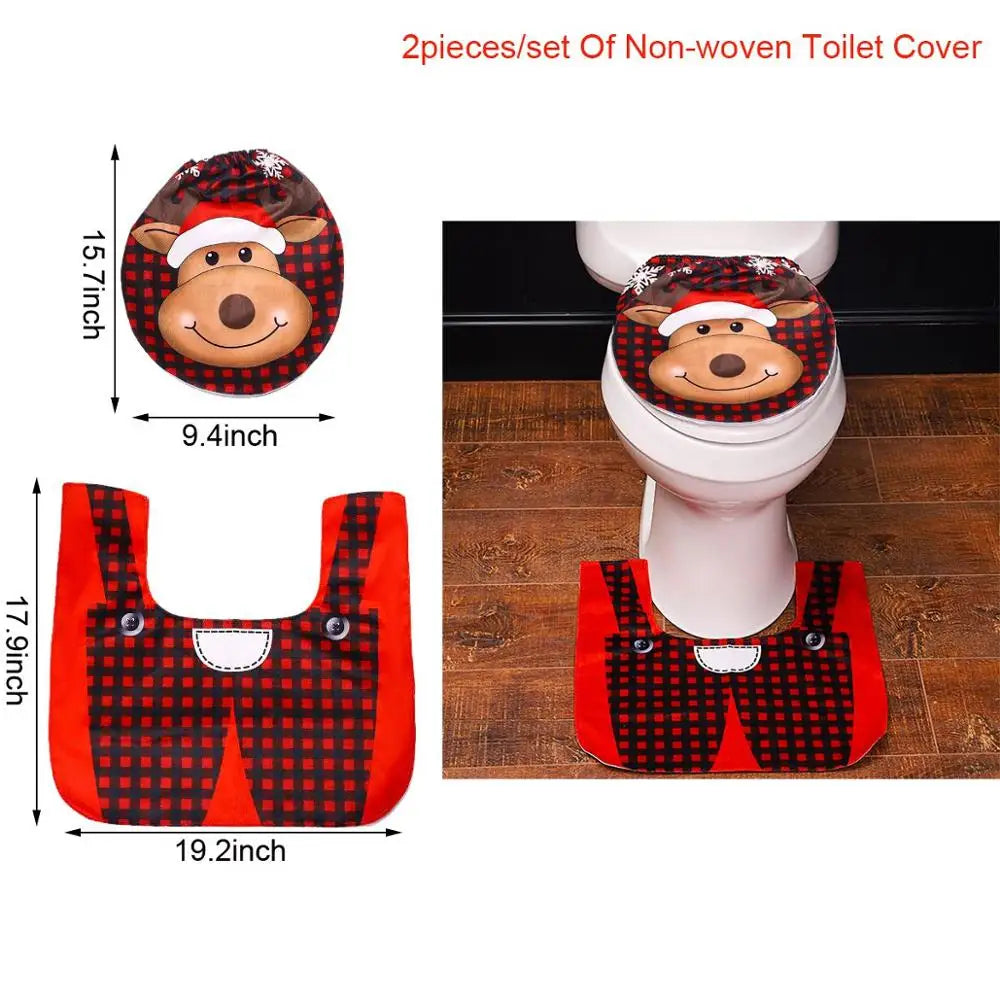 Weihnachtlicher Toiletten-Deckelbezug: Santa & Rentier
