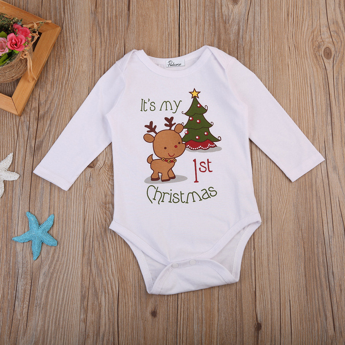 Weihnachts-Strampler für Babys mit Rentier-Motiv