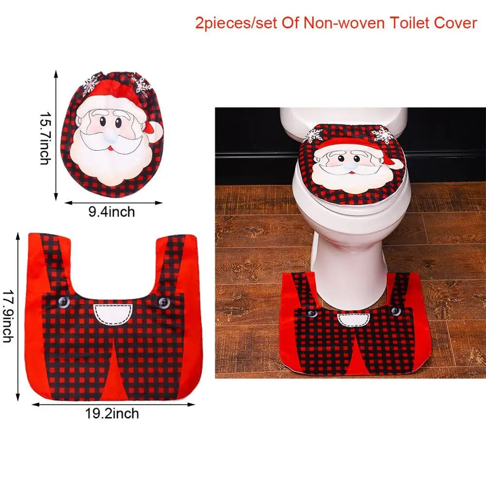 Weihnachtlicher Toiletten-Deckelbezug: Santa & Rentier