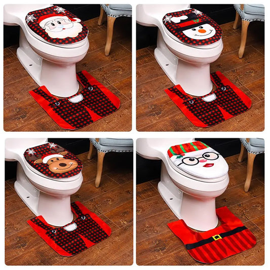 Weihnachtlicher Toiletten-Deckelbezug: Santa & Rentier